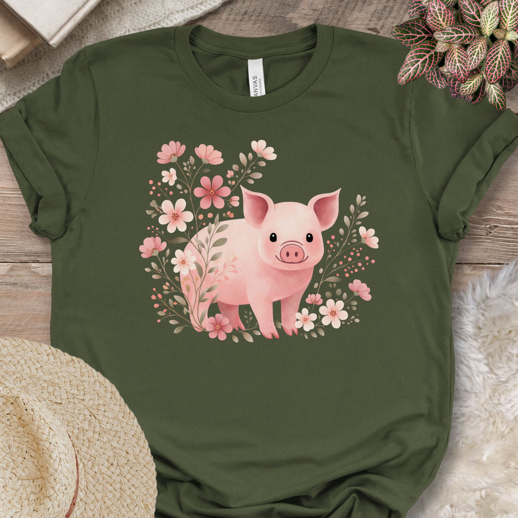 Cute Pig Floral Farm Shirt