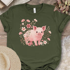 Cute Pig Floral Farm Shirt