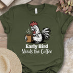 Sleepy Rooster Needs Coffee Tee
