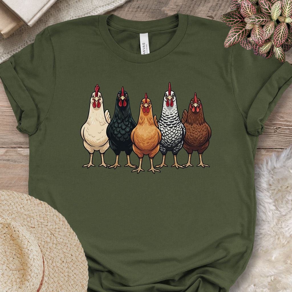 Five Chicken Flock Graphic T-Shirt