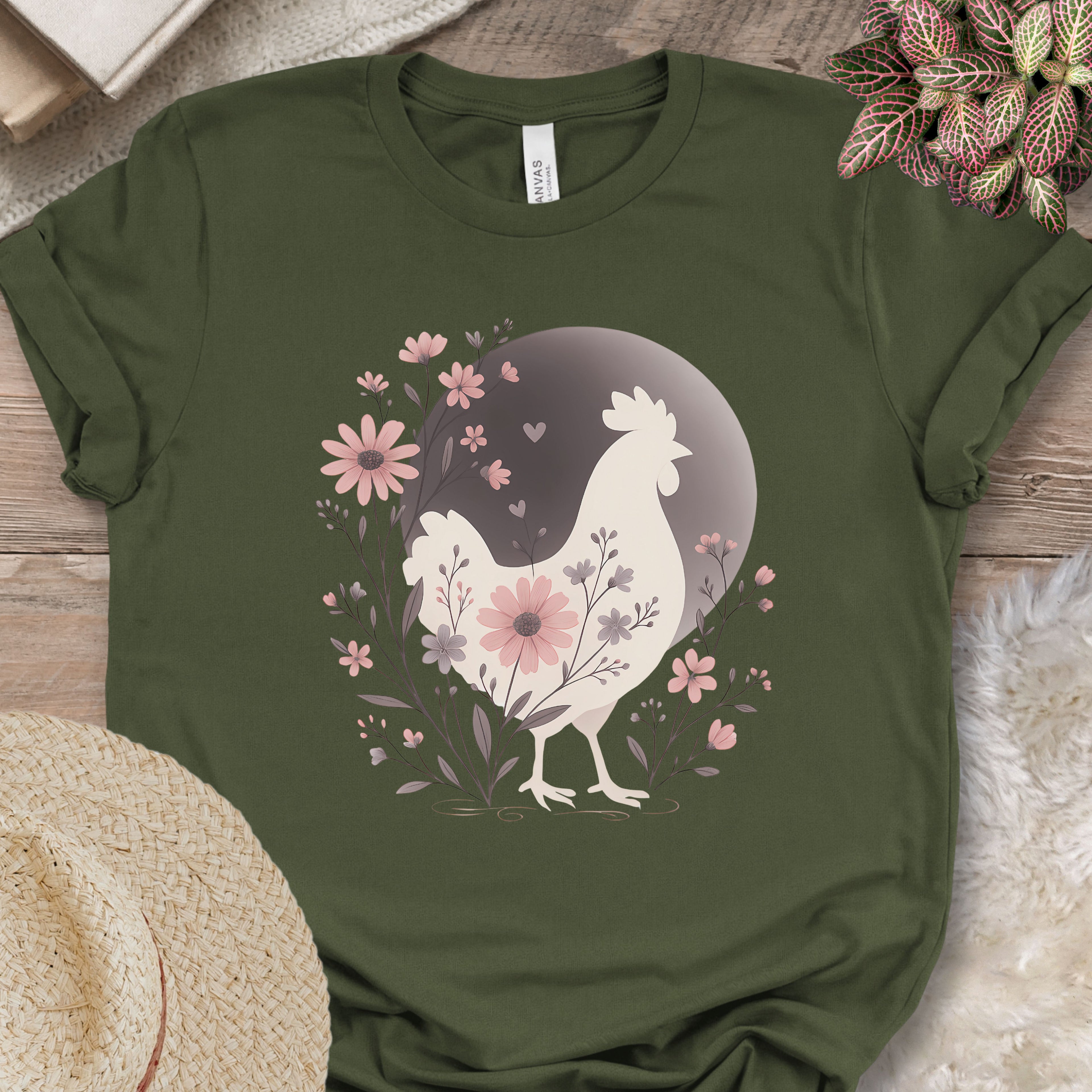 Floral Chicken Silhouette Tee