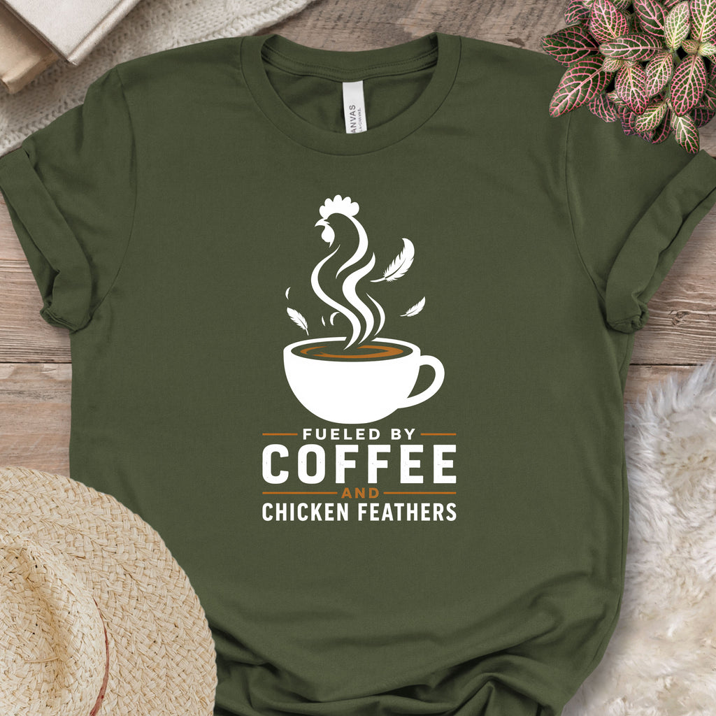 Fueled By Coffee Chicken Feathers Shirt