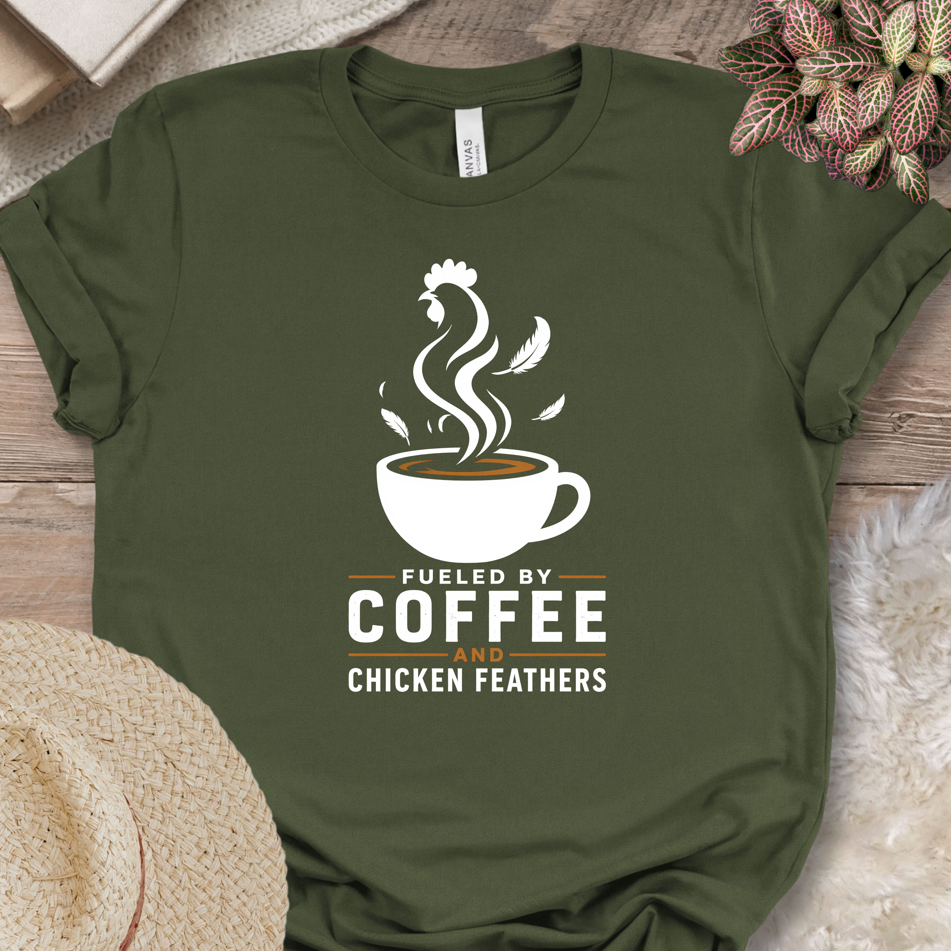 Fueled By Coffee Chicken Feathers Shirt