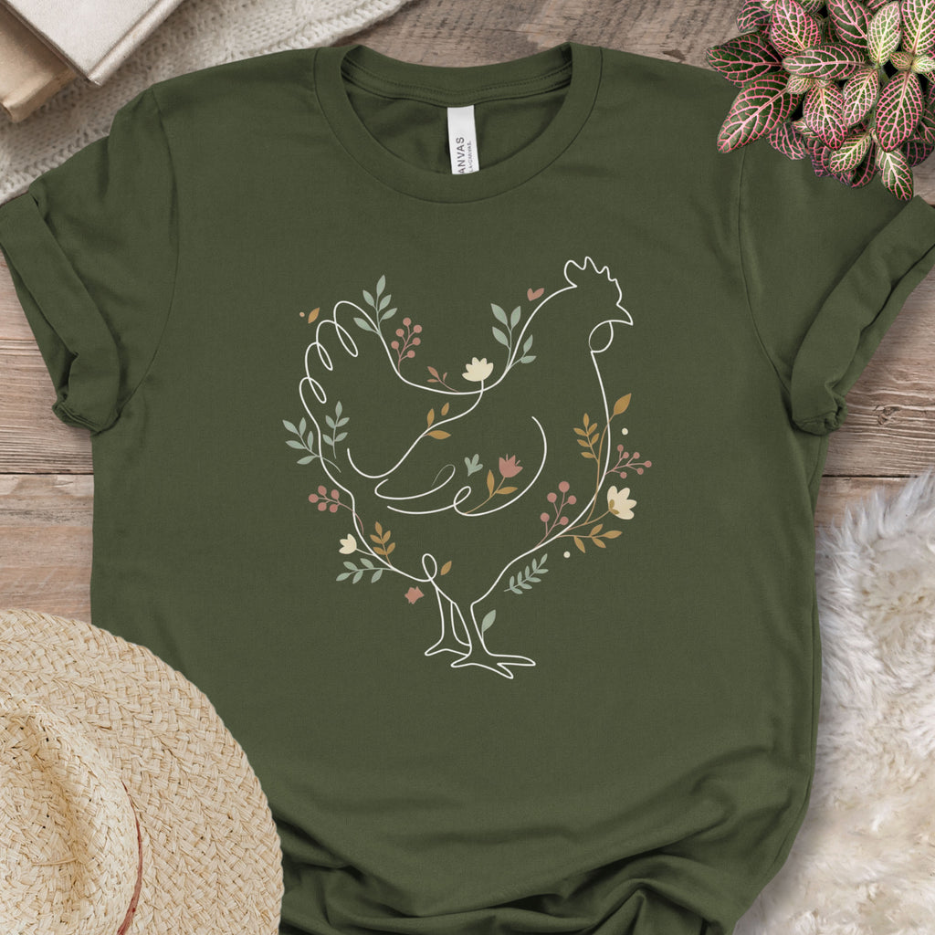 Botanical Line Art Hen Tee
