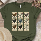 Vintage Chicken Breed Stamps T-Shirt