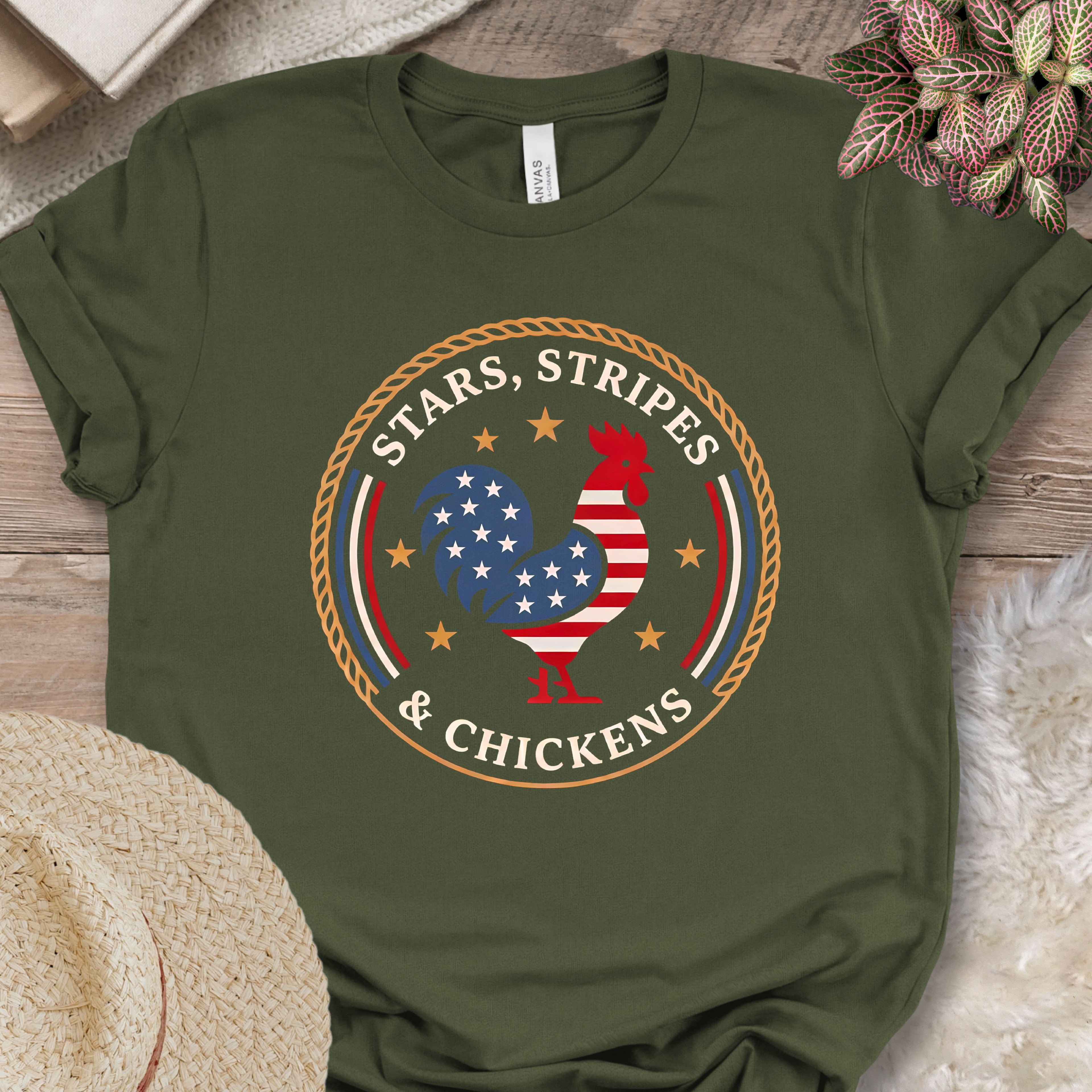 Patriotic Rooster Badge T-Shirt