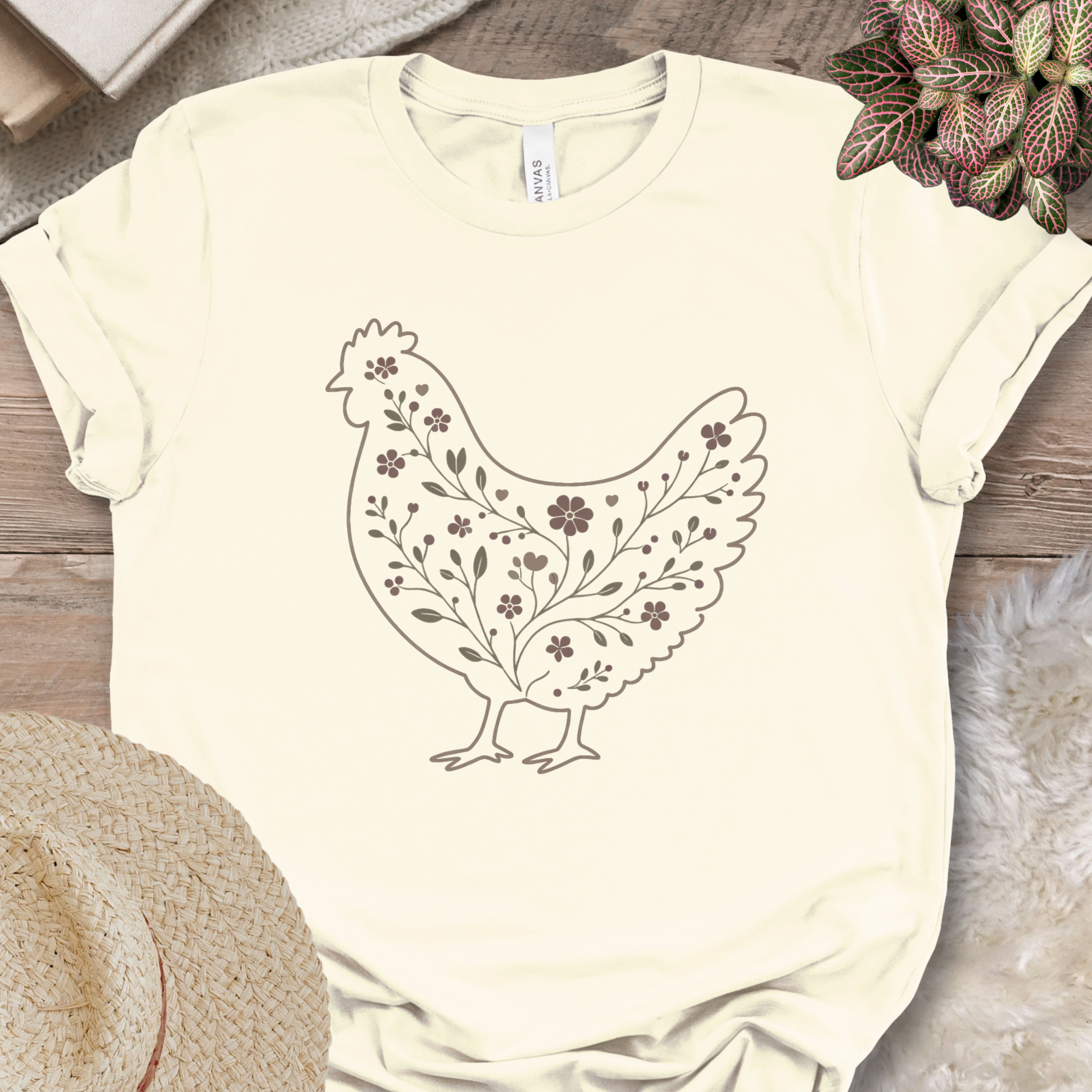 Minimalist Botanical Hen Shirt