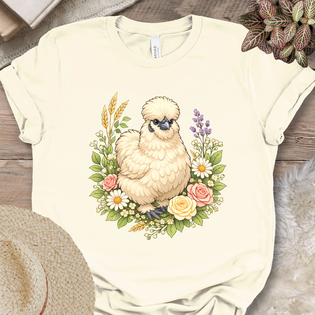 Silkie Chicken Floral T-Shirt