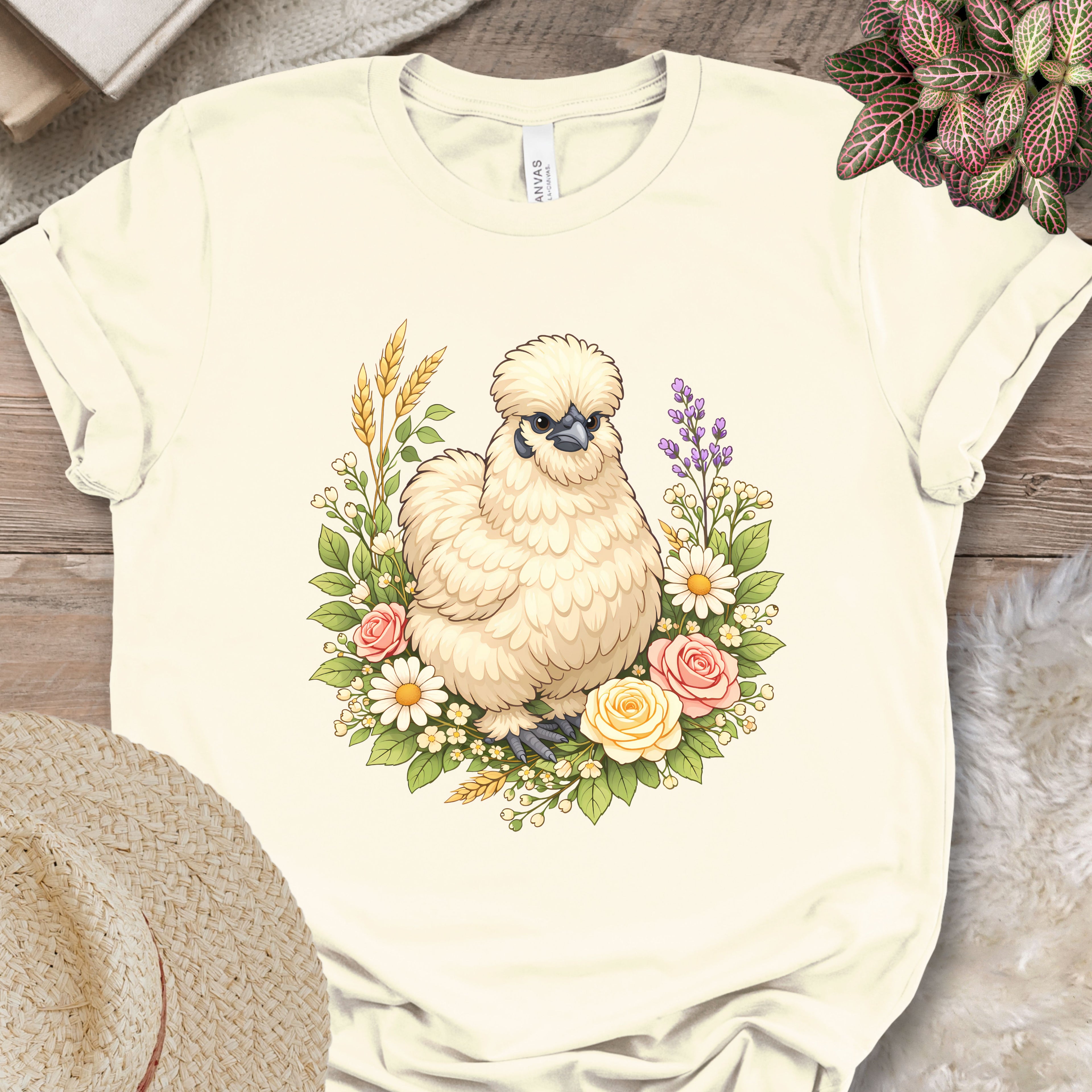 Silkie Chicken Floral T-Shirt