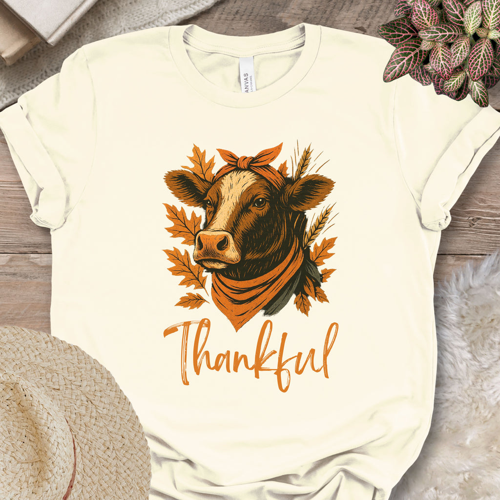 Thankful & Blessed Cow Tee