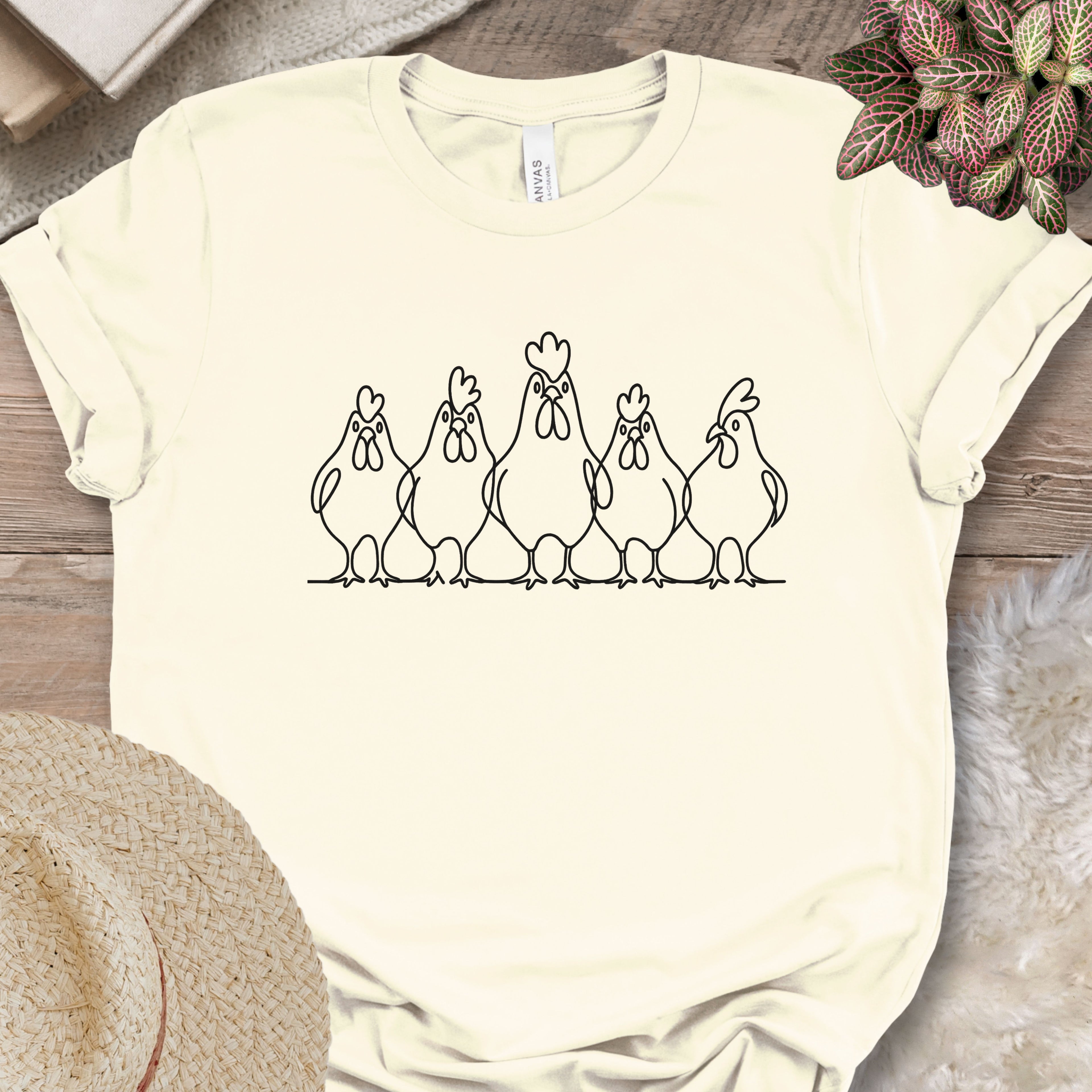 Minimalist Chicken Line Art Tee