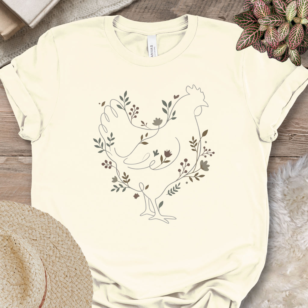 Botanical Line Art Hen Tee