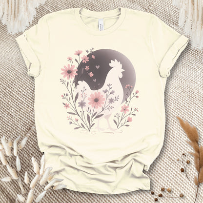 Floral Chicken Silhouette T-Shirt – Aesthetic Farm Animal Tee for Chicken Lovers & Country Girls