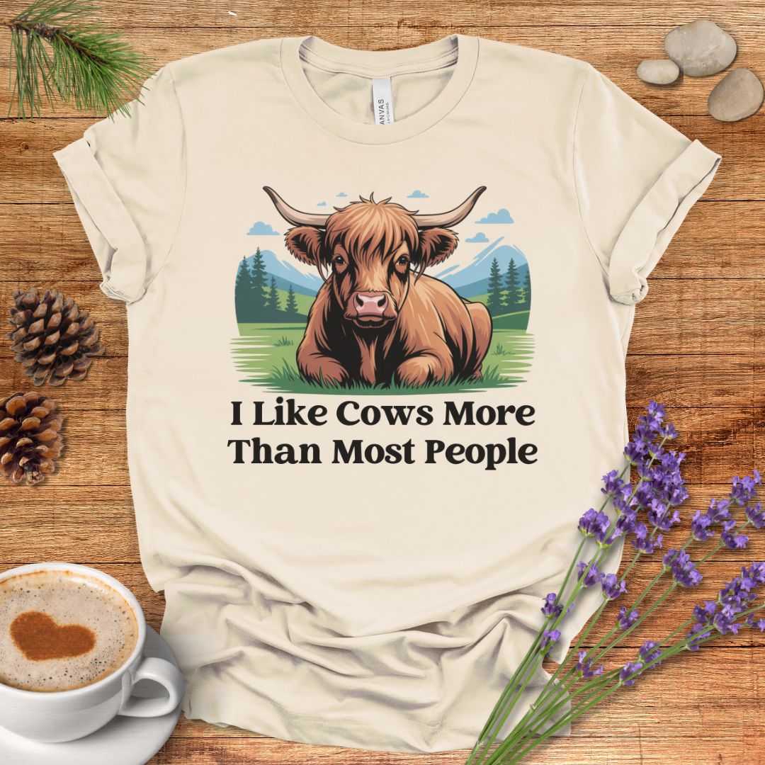 Funny Cow Lover T-Shirt – I Like Cows More Than Most People Tee for Cow Moms, Farmers & Country Life Fans