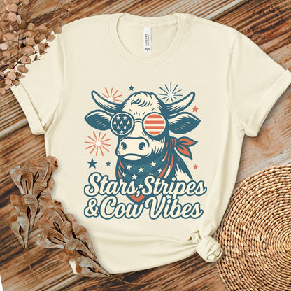 Stars Stripes Cow Vibes Tee