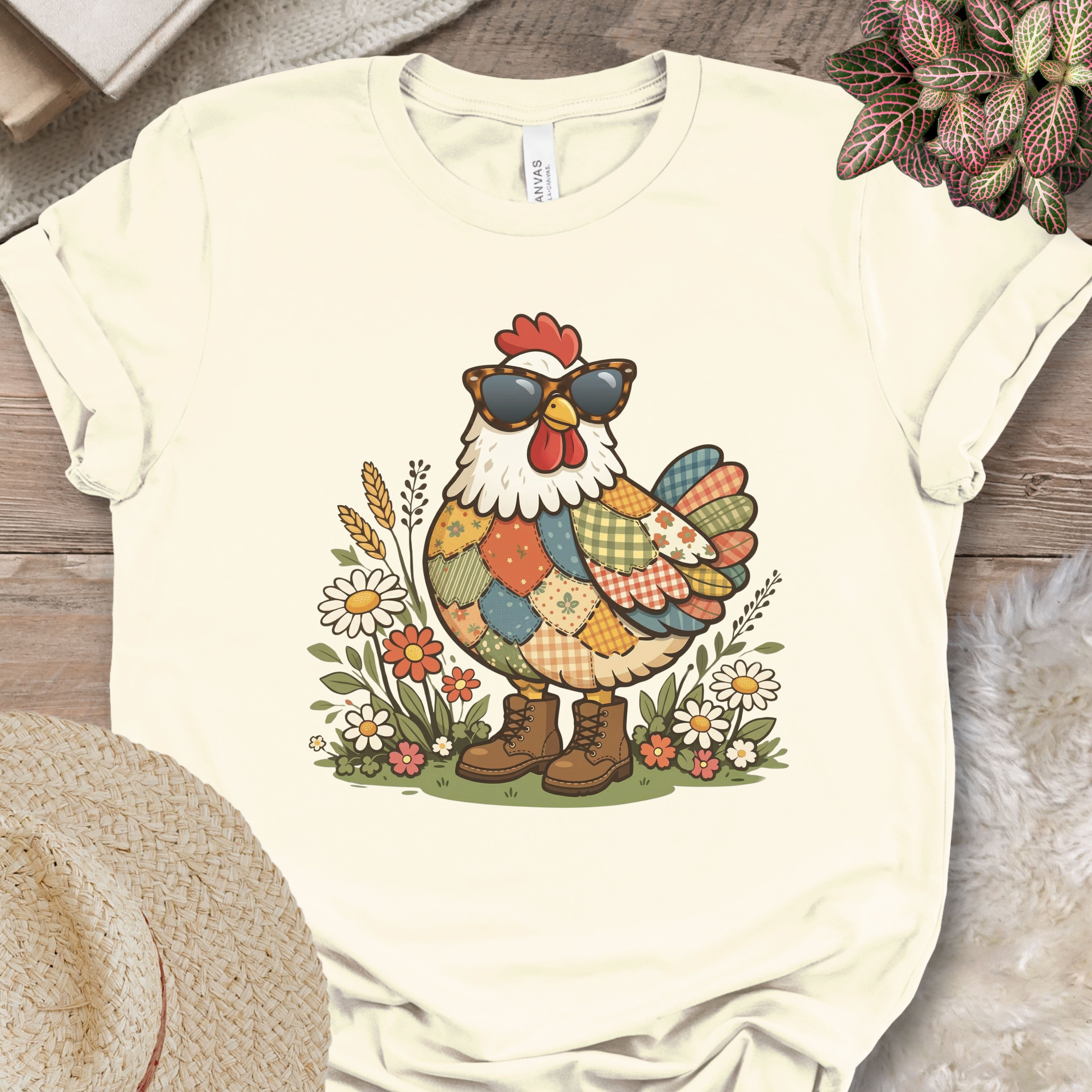 Patchwork Chicken Floral T-Shirt