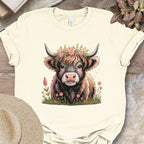 Floral Highland Cow Tee