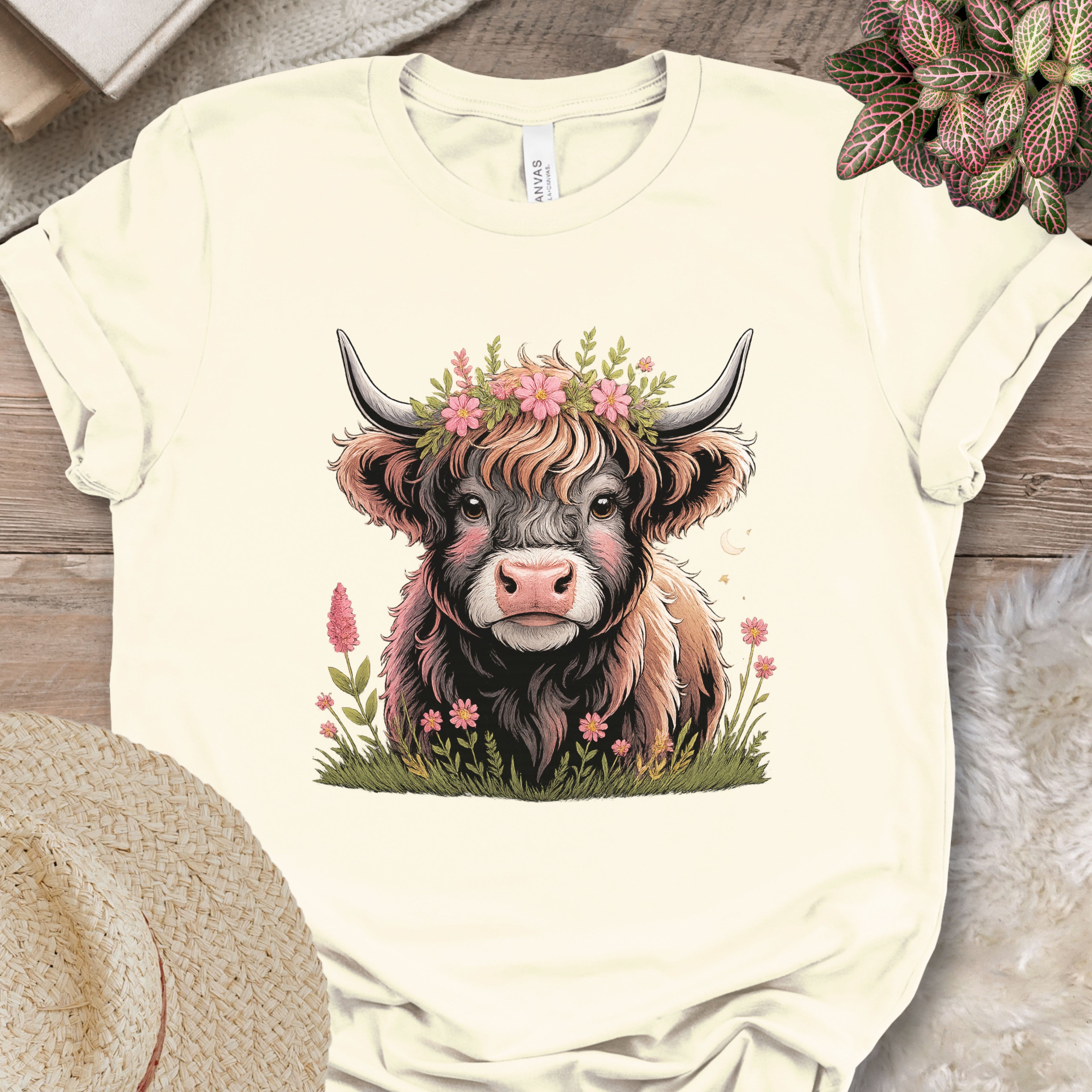 Floral Highland Cow Tee