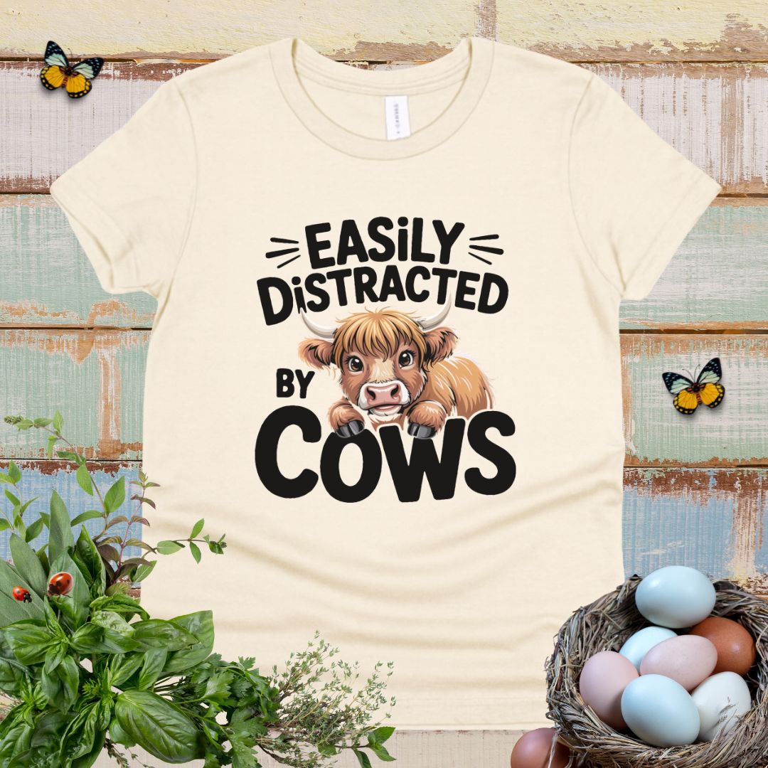 Kids Easily Distracted by Cows Tee