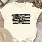 Patriotic Highland Cow Flag Shirt
