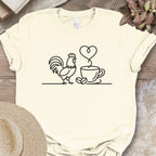 Minimalist Chicken & Coffee Line Art Tee