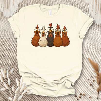 Funny Chicken Lover T-Shirt – Silly Chicken Lineup Tee for Farm Fans & Backyard Chicken Keepers