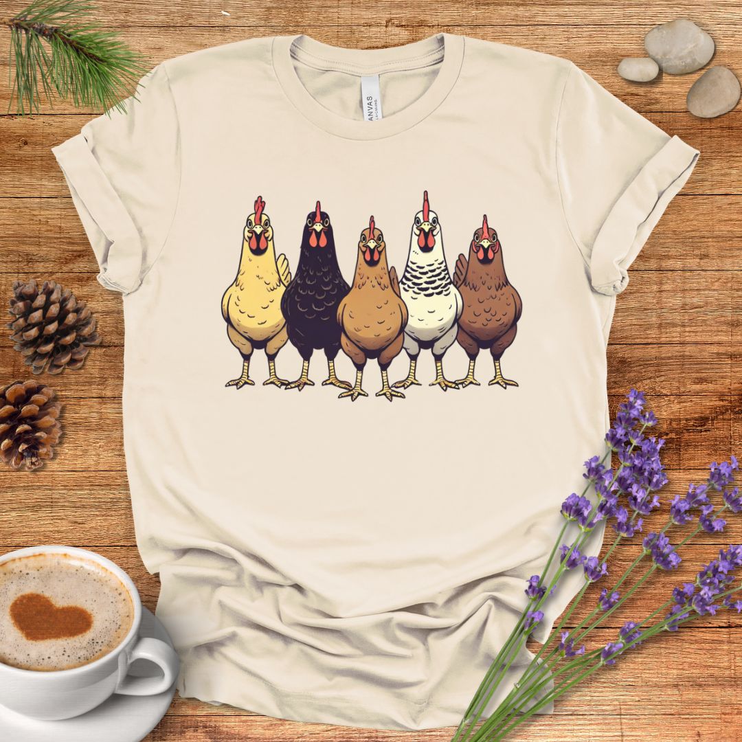 Multicolor Chicken Lineup Tee