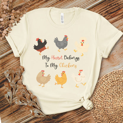 Heart Chickens T-shirt - Adorable Farm Life Gift for Chicken Lovers, Homesteaders & Poultry Moms