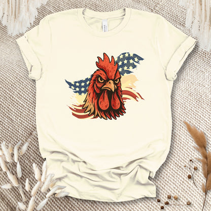 Patriotic Rooster T-Shirt – American Flag Chicken Tee for Farmers, Chicken Lovers & 4th of July