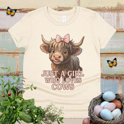 Cute Highland Cow Youth Tee for Girls Who Love Animals