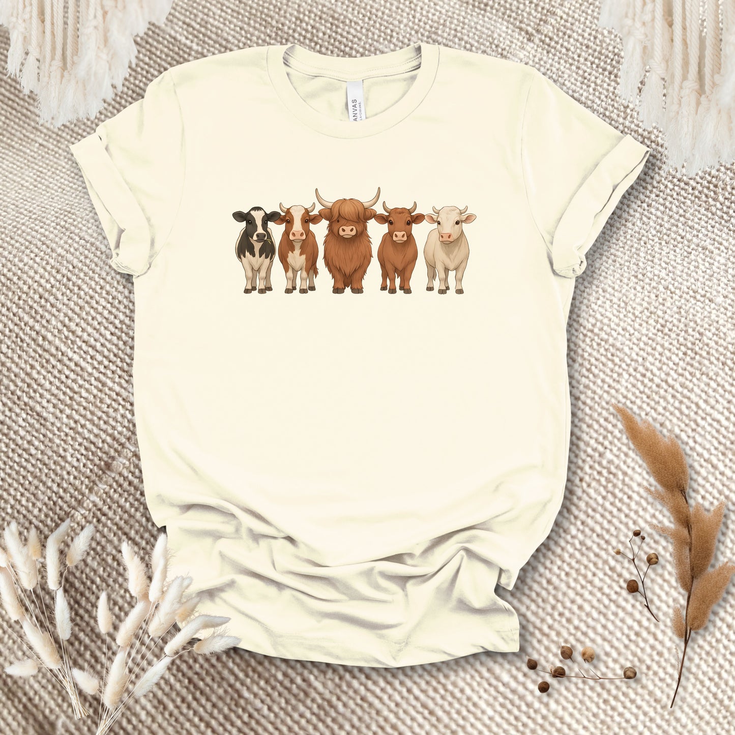 Cow Lover T-Shirt – Five Cow Breeds Lineup Tee for Farm Life & Ranch Style Fans