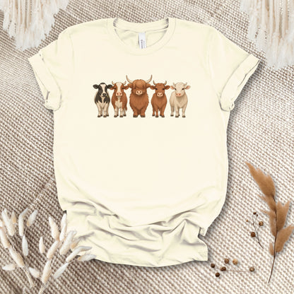 Cow Lover T-Shirt – Five Cow Breeds Lineup Tee for Farm Life & Ranch Style Fans