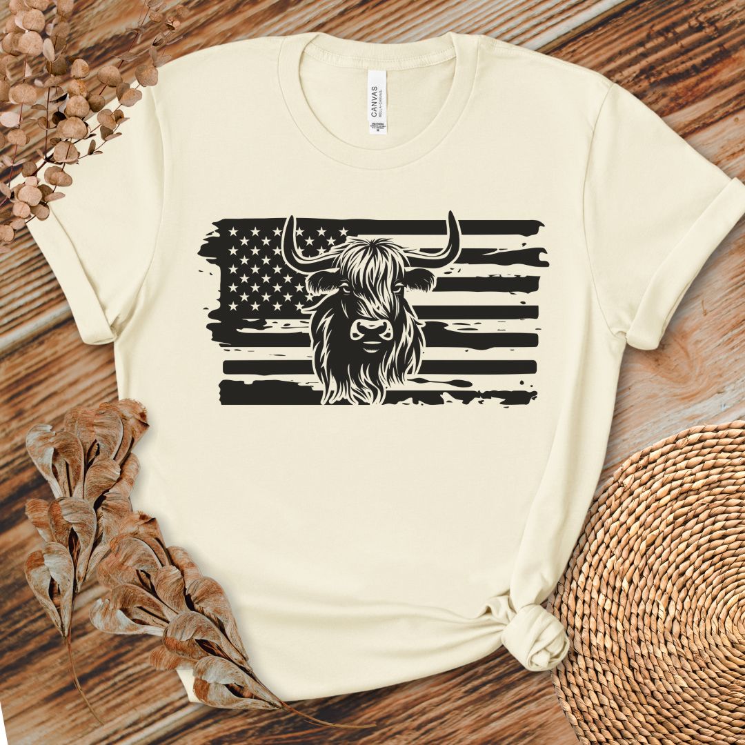 Patriotic Highland Cow Flag Shirt