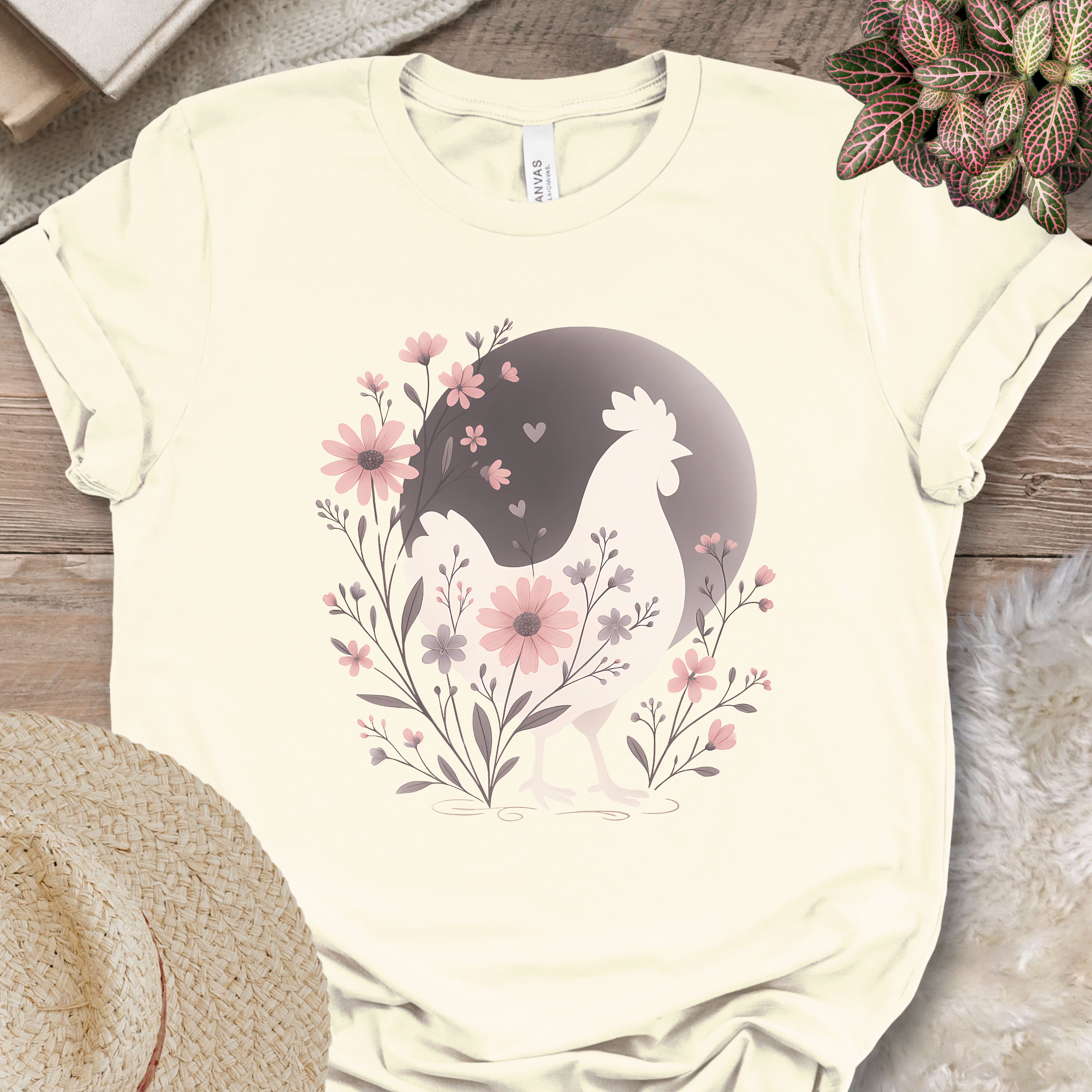 Floral Chicken Silhouette Tee