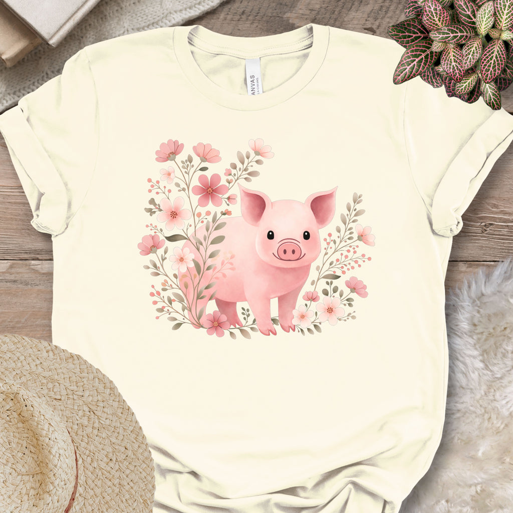 Cute Pig Floral Farm Shirt