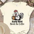 Sleepy Rooster Needs Coffee Tee