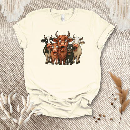 Funny Cow Lover T-Shirt – Cute Cow Lineup Tee for Farmers, Ranchers & Cow Moms