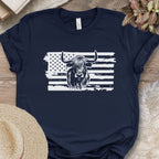 Patriotic Highland Cow Flag Shirt