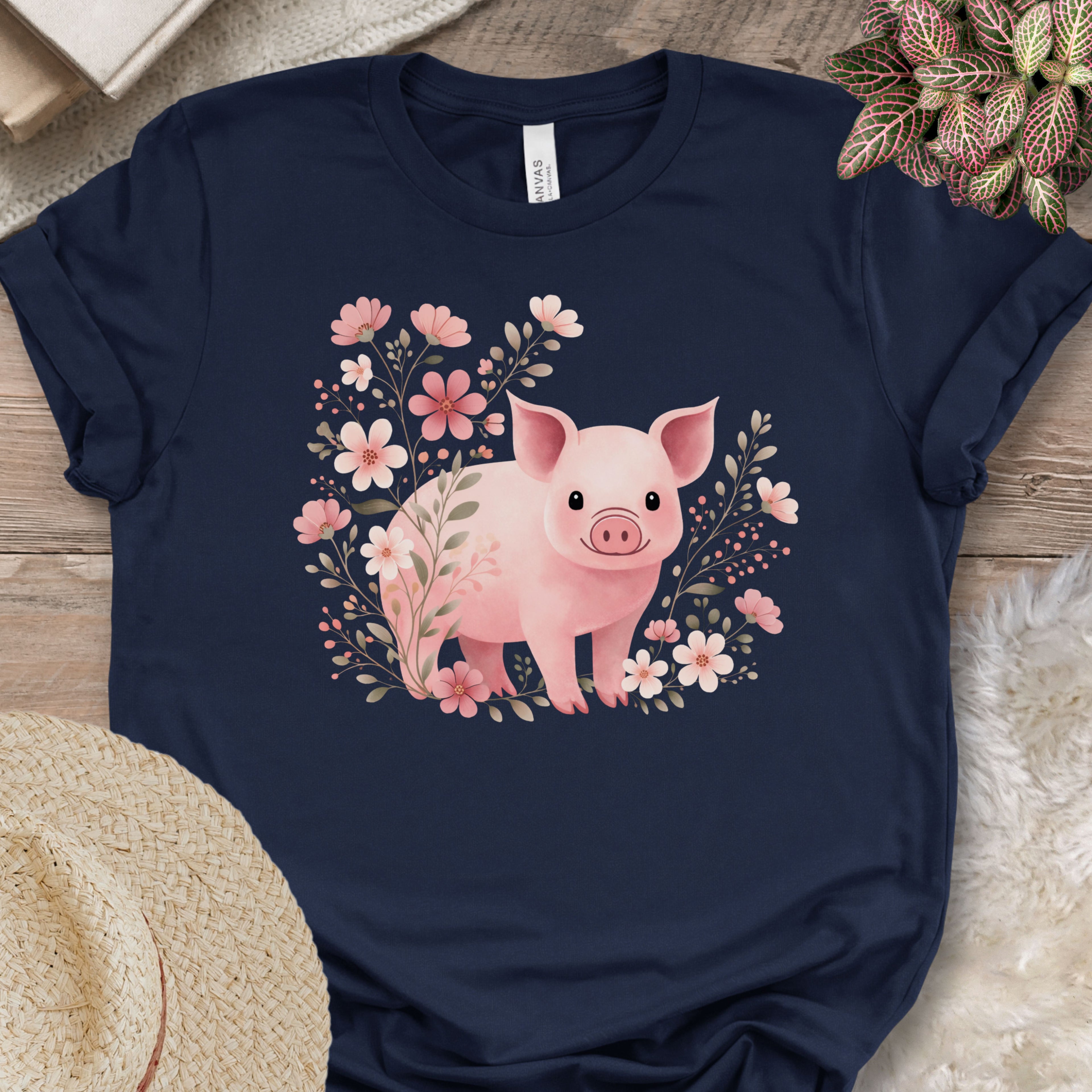 Cute Pig Floral Farm Shirt