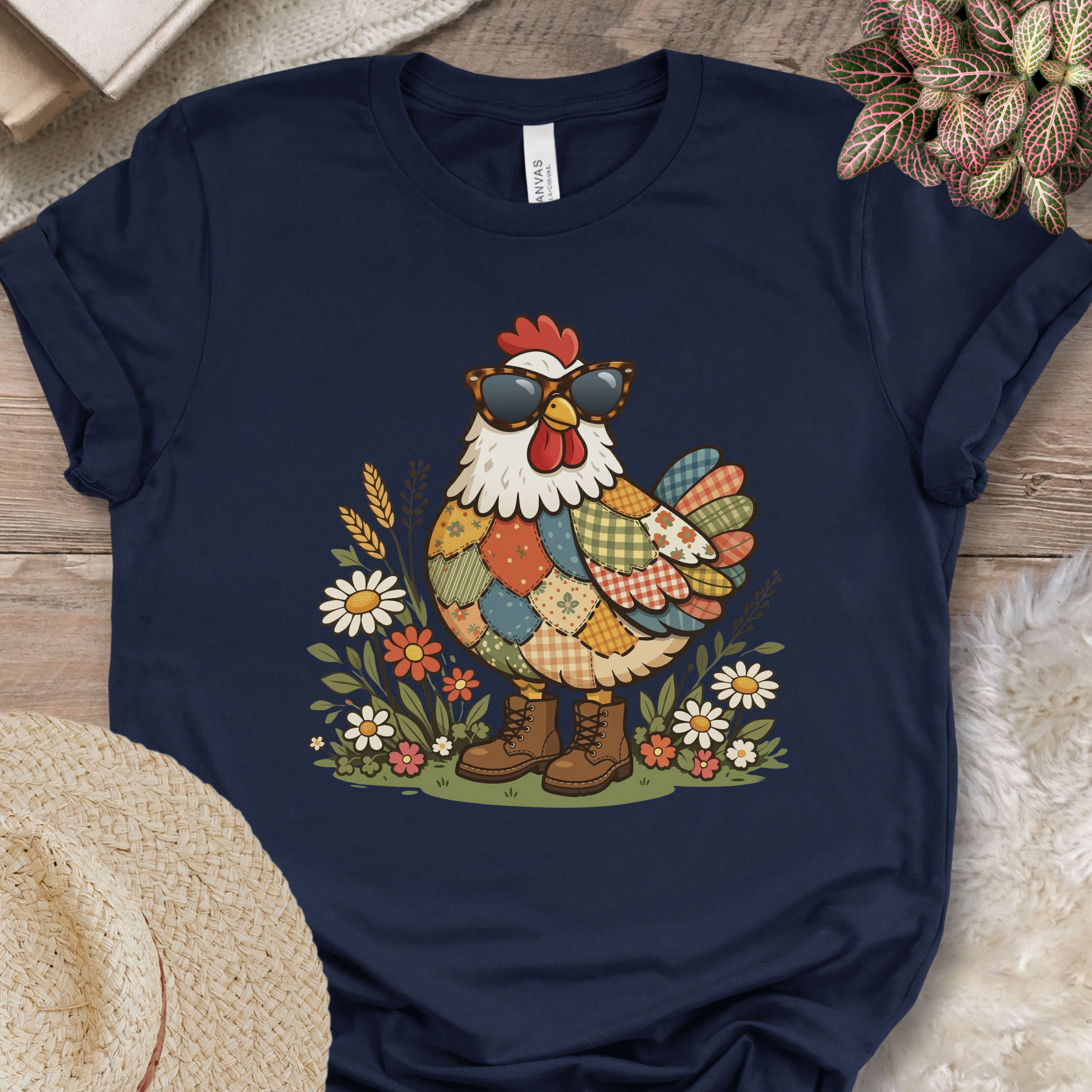 Patchwork Chicken Floral T-Shirt