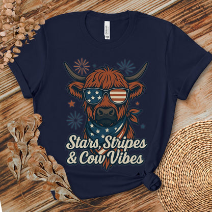 Stars Stripes Cow Vibes Shirt (Highland)
