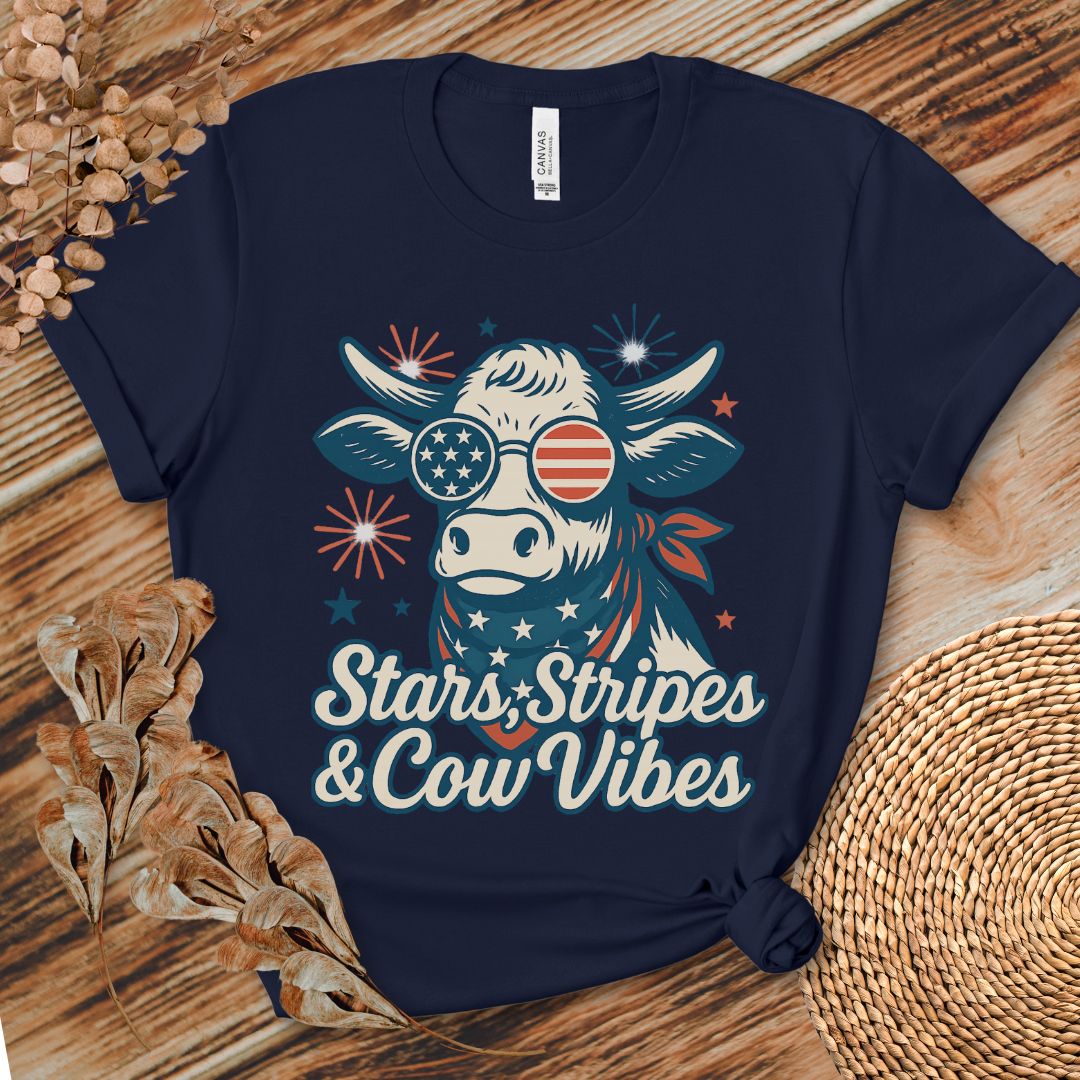 Stars Stripes Cow Vibes Tee