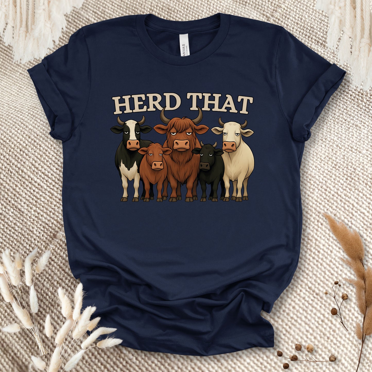 Funny Cow Lover T-Shirt – Herd That Cow Lineup Tee for Farmers, Ranch Families & Country Humor Fans