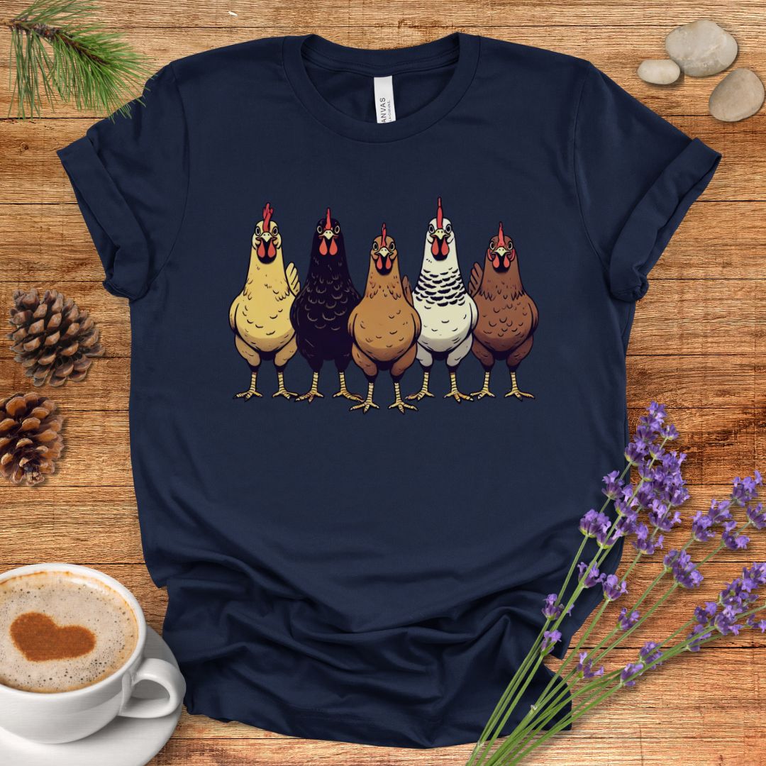 Multicolor Chicken Lineup Tee