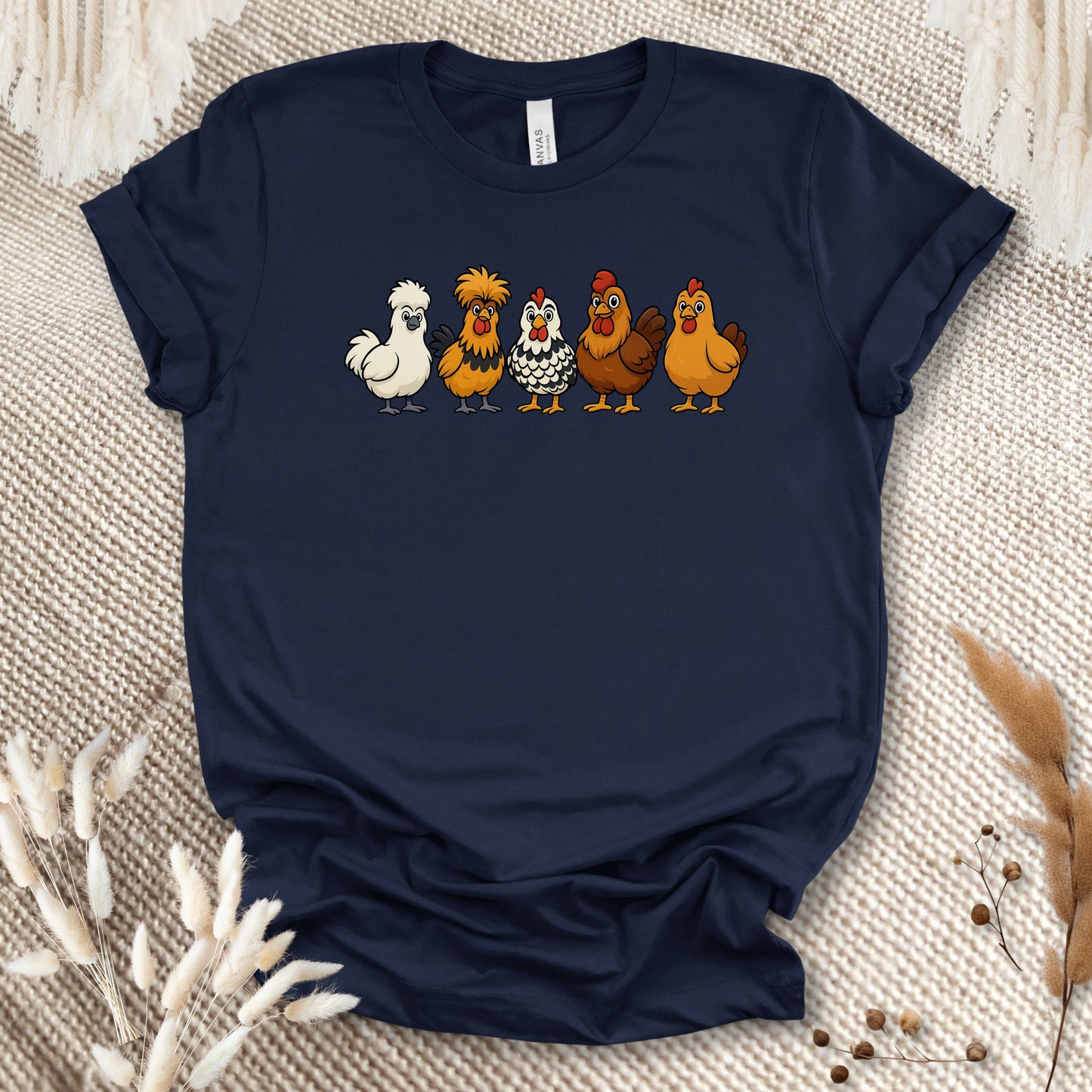 Chicken Breeds T-Shirt – Cartoon Silkie, Polish, Wyandotte, Brahma & Orpington Farm Animal Shirt for Chicken Lovers