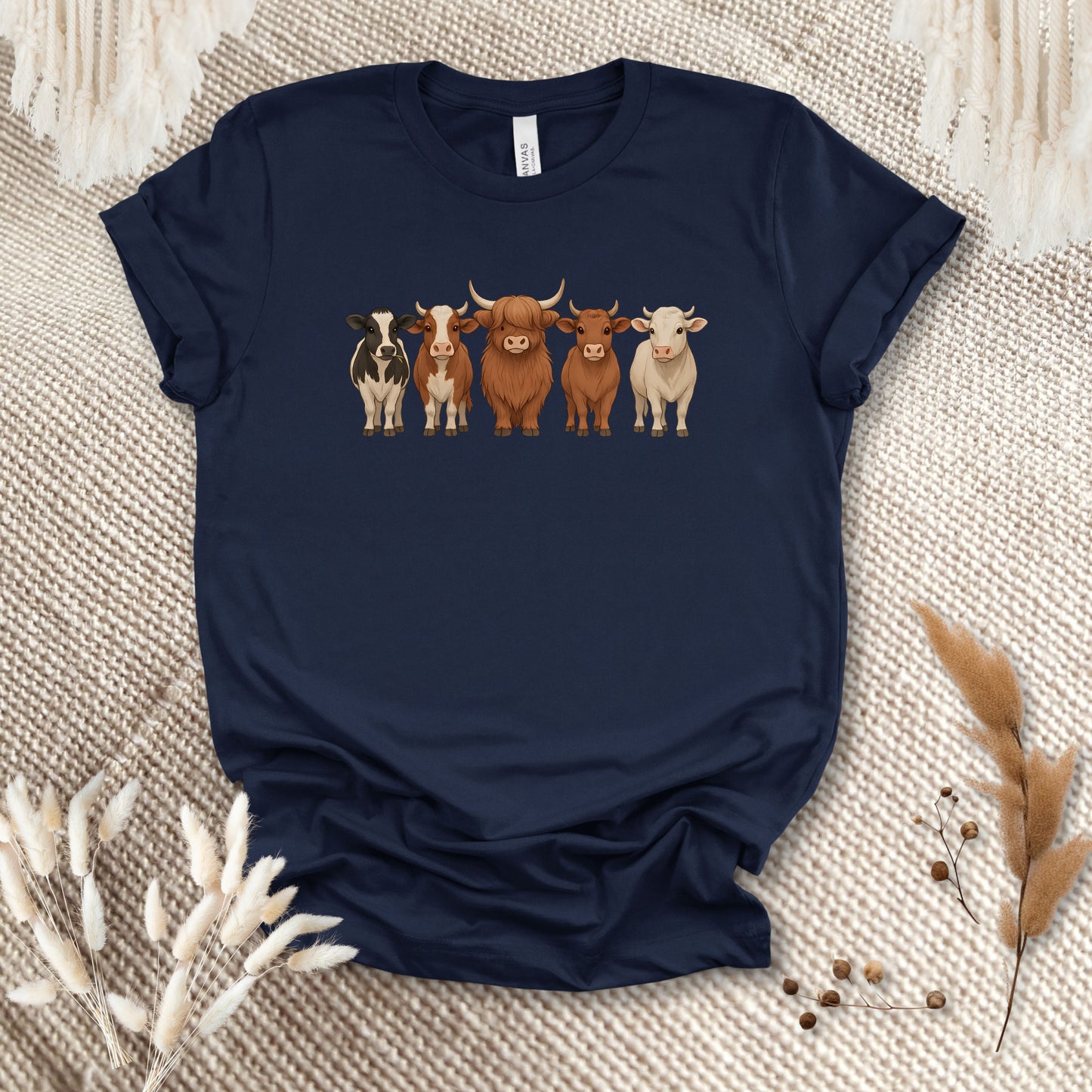 Cow Lover T-Shirt – Five Cow Breeds Lineup Tee for Farm Life & Ranch Style Fans