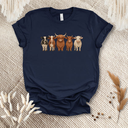Cow Lover T-Shirt – Five Cow Breeds Lineup Tee for Farm Life & Ranch Style Fans