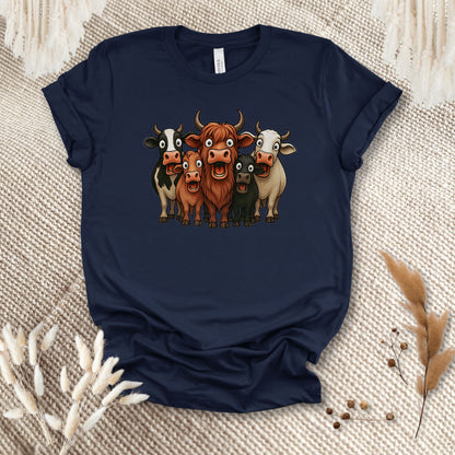 Funny Cow Lover T-Shirt – Cute Cow Lineup Tee for Farmers, Ranchers & Cow Moms