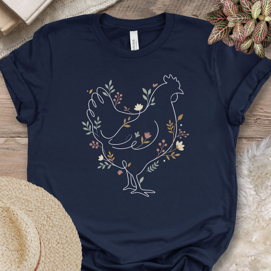Botanical Line Art Hen Tee