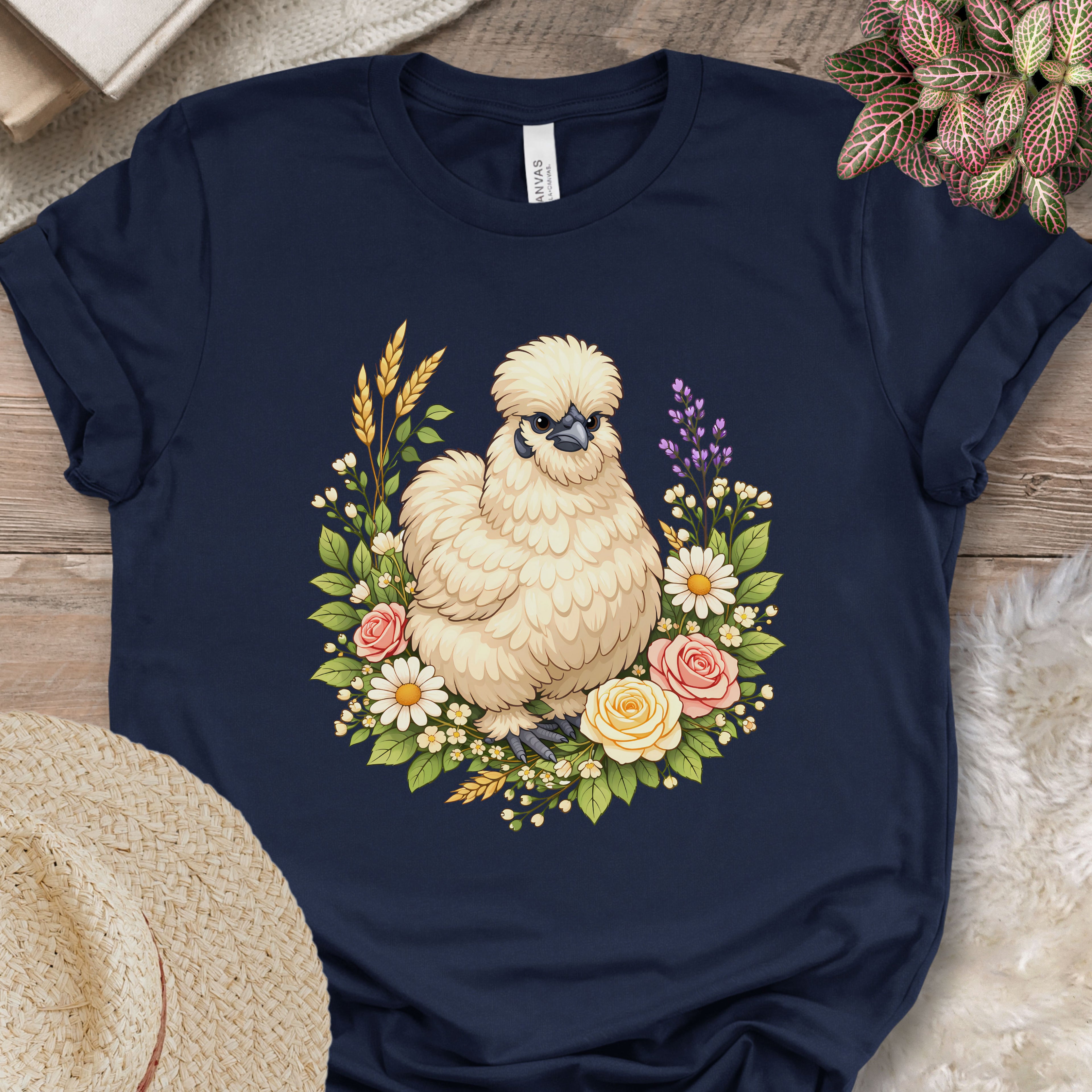 Silkie Chicken Floral T-Shirt